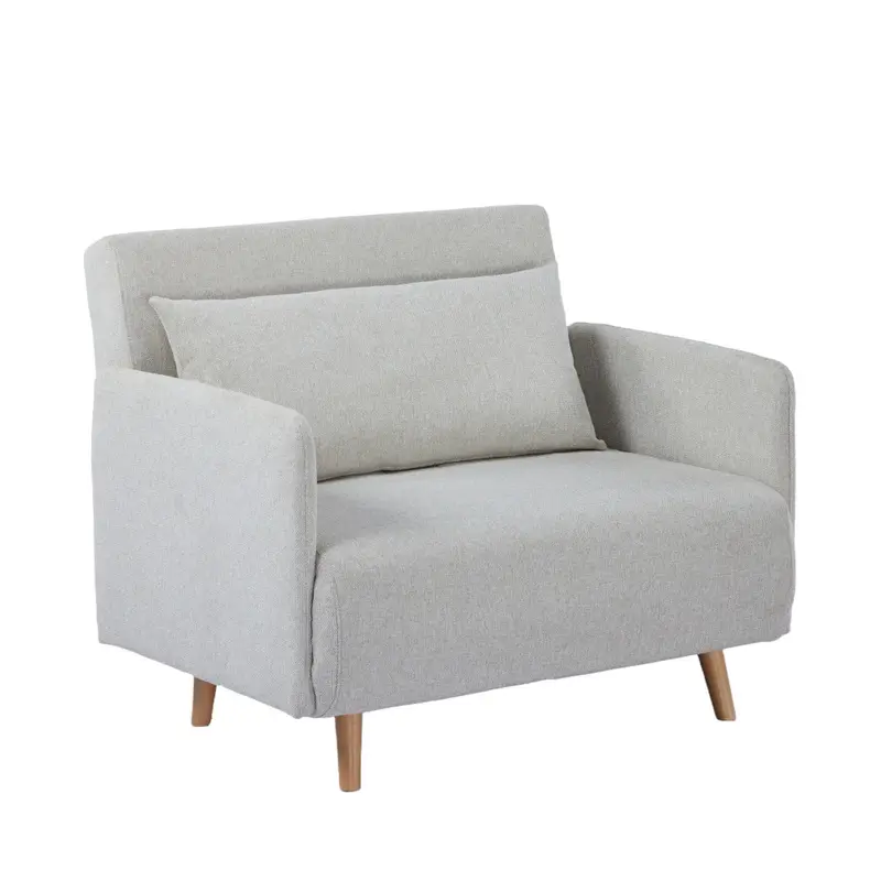 BELUSHI - Sillón convertible de tela con patas de madera clara