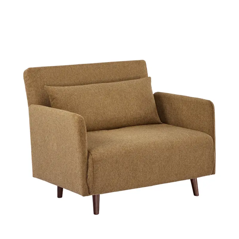 BELUSHI - Sillón convertible de tela con patas de madera oscura