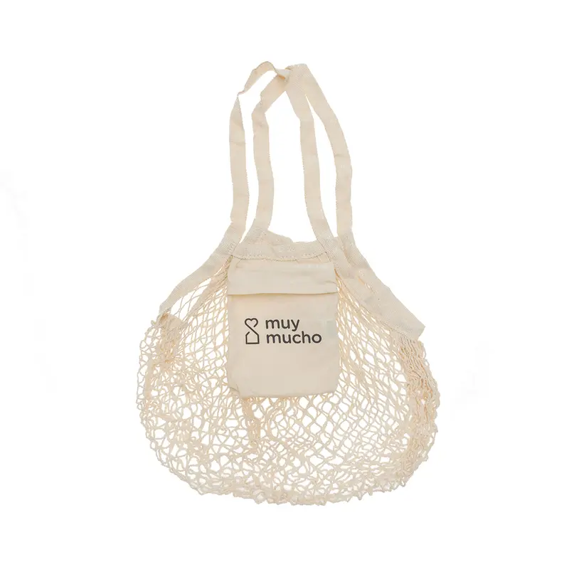 Bolsa de Red Plegable Natural de Algodón