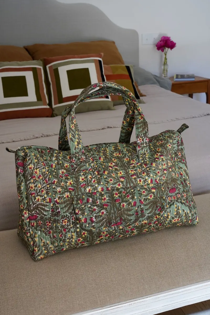 Bolsa De Viaje Flores Verdes