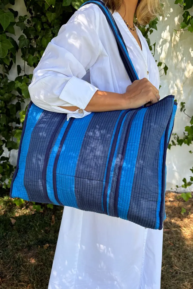 Bolsa Rayas Azul Oscuro & Azul Claro