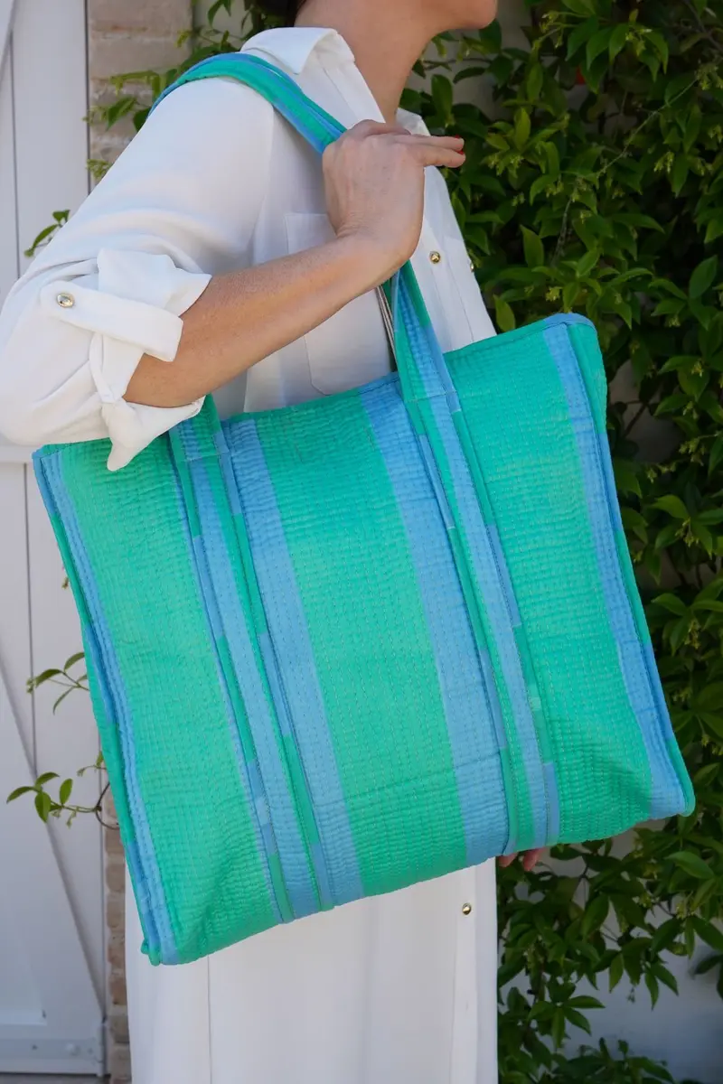 Bolsa Rayas Azules Y Verdes