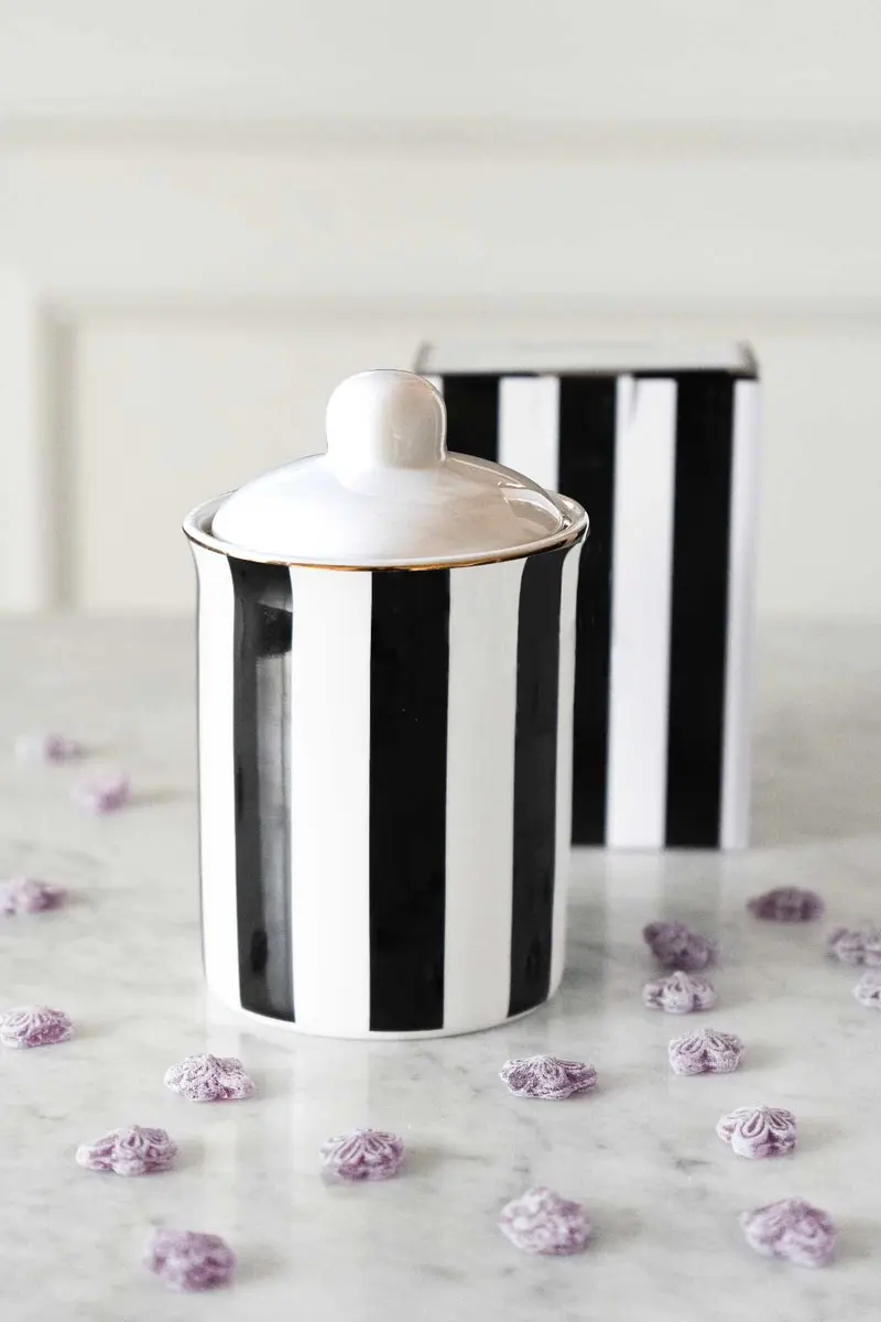 Bolsa Tarro De Rayas Co Con Violetas