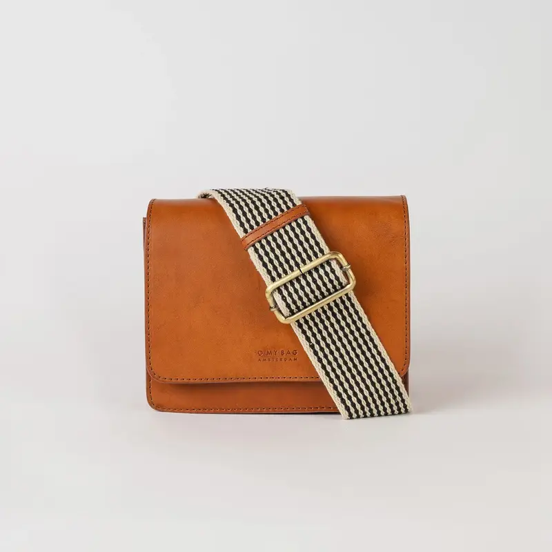Bolso Mini Audrey Clásico Coñac (Correa Tejida/ Correa de Piel)