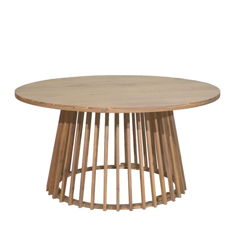 Boro - Mesa de comedor de jardín redonda de madera para 6 personas