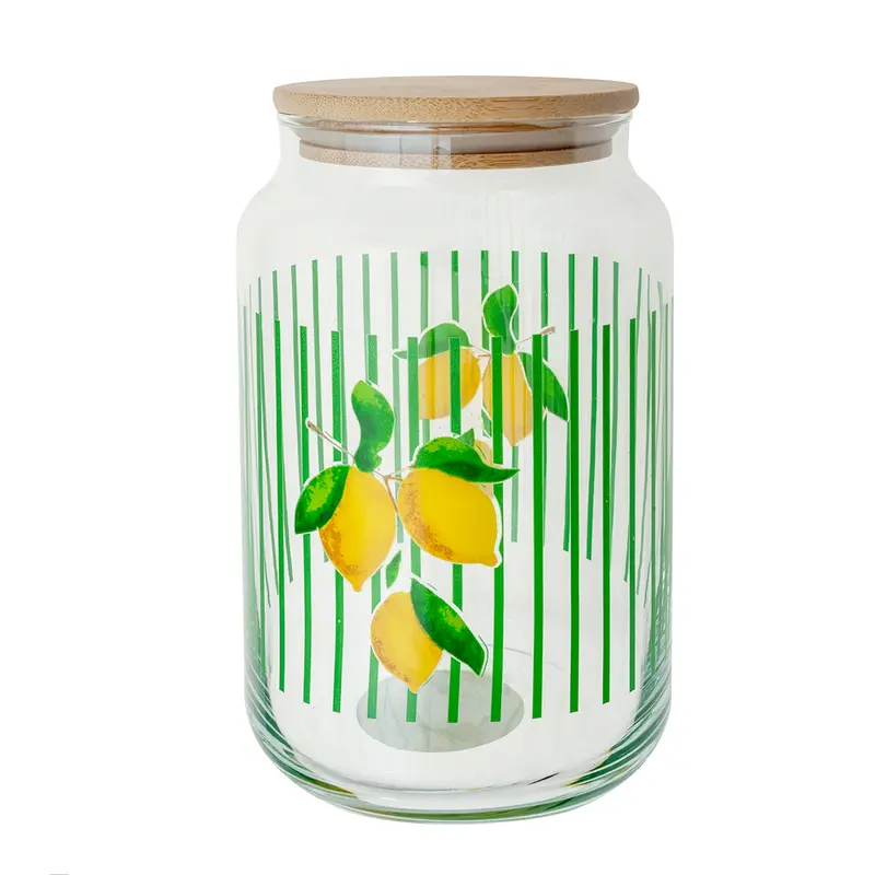 Bote de vidrio con tapa de bambú 970 ml