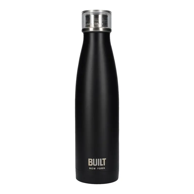 BOTELLA DE ACERO INOXIDABLE CON DOBLE PARED BUILT 500ML NEGRA