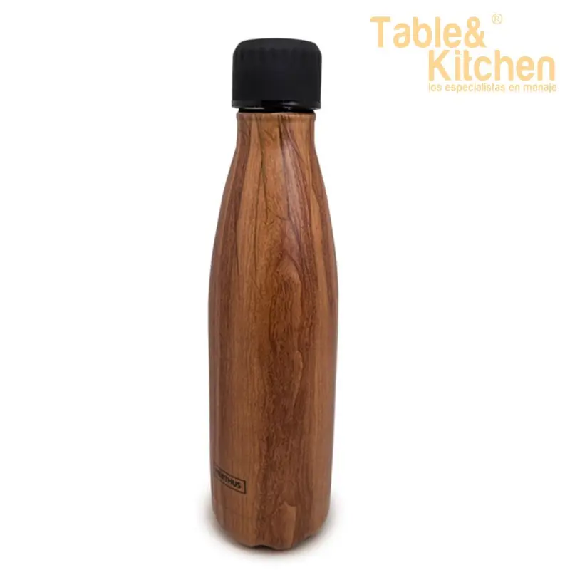 BOTELLA MADERA DOBLE PARED DE ACERO INOX