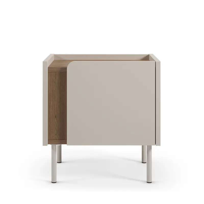 Boxy - Mesa de noche con 1 puerta de madera y metal