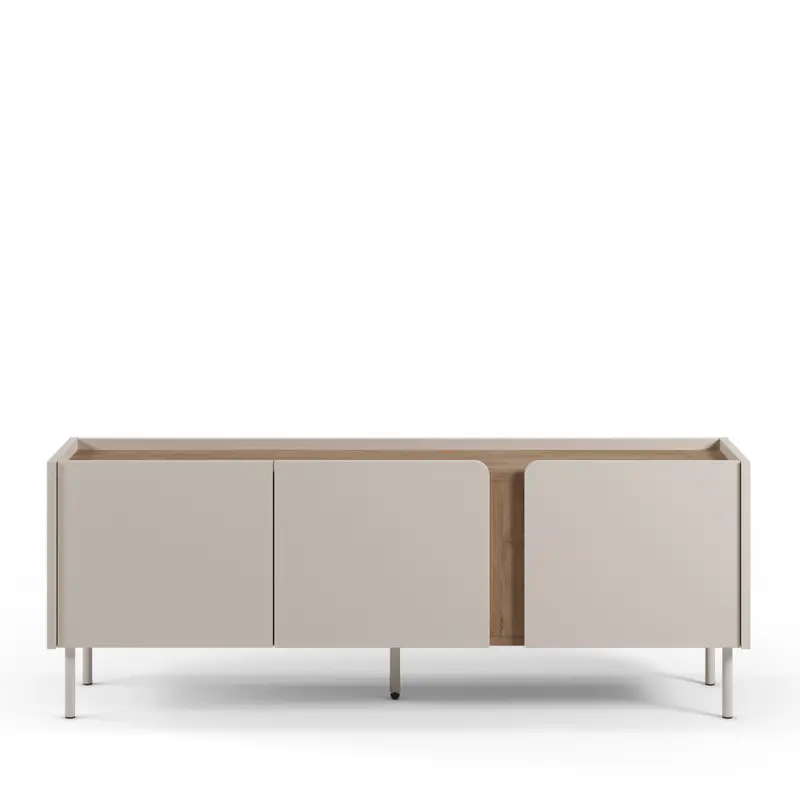 BOXY - Mueble TV de 3 puertas en madera y metal L140cm