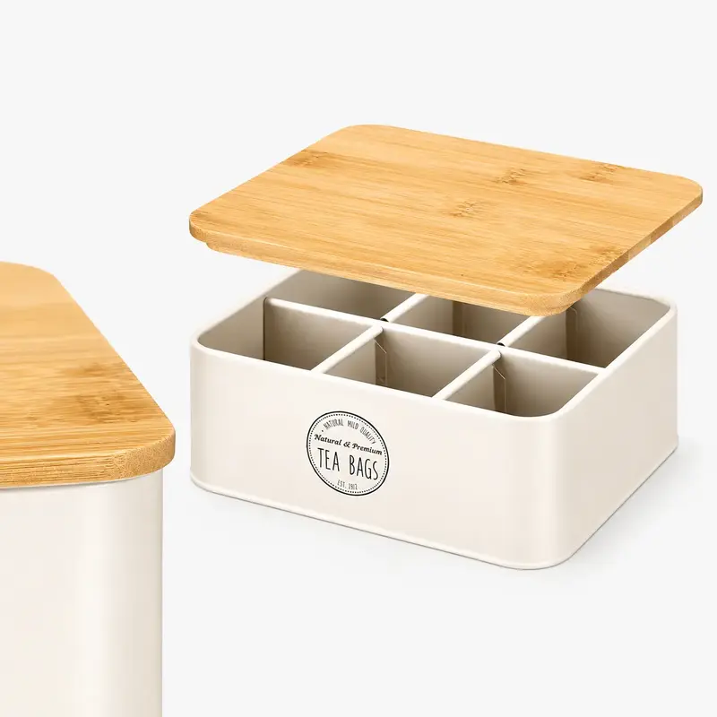 CAJA 6 HUECOS TAPA BAMBU TEA CREMA