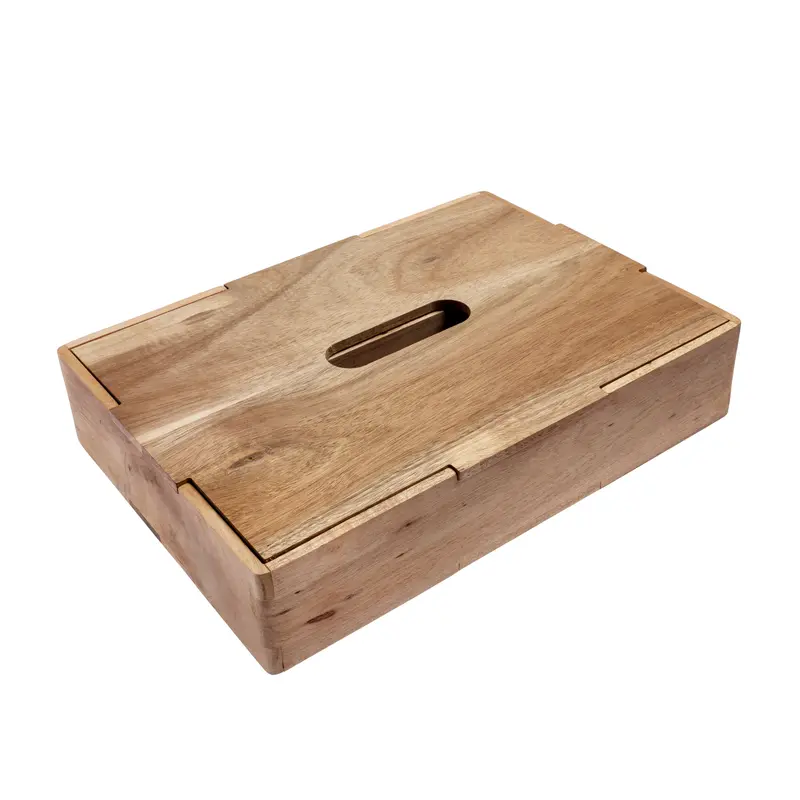 Caja de madera con tapa y 3 compartimentos