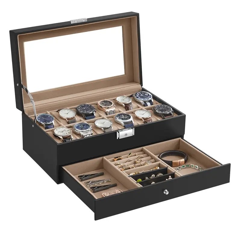 Caja de Reloj con Tapa de Cristal