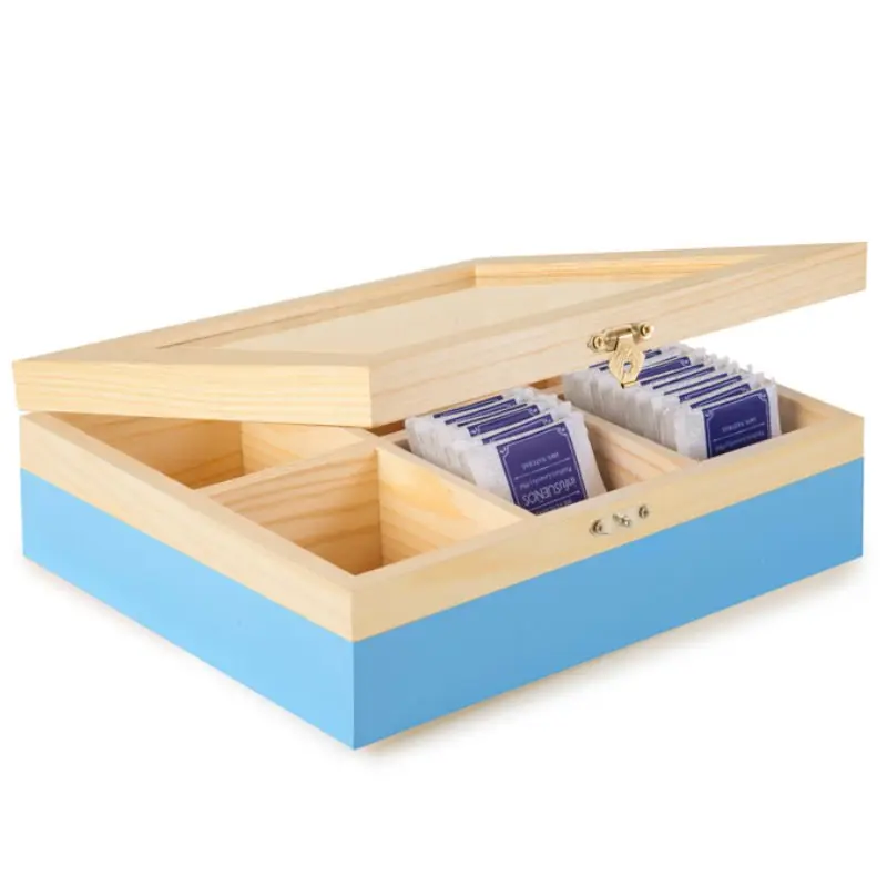 CAJA DE TE 6 COMPARTIMENTOS AZUL