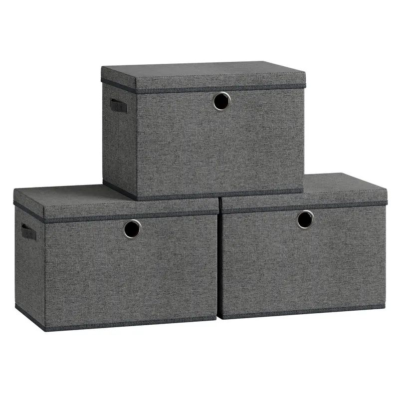 Caja organizadora de tela con tapa y asas