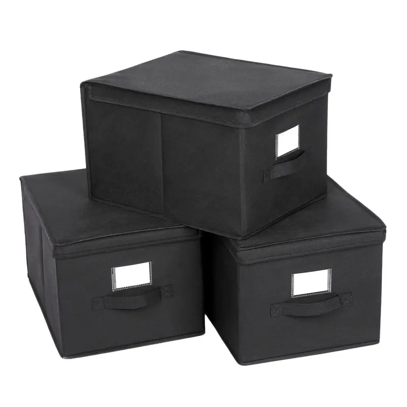 Cajas de Almacenamiento Plegables con Tapas Tela no Tejida con Portaetiquetas