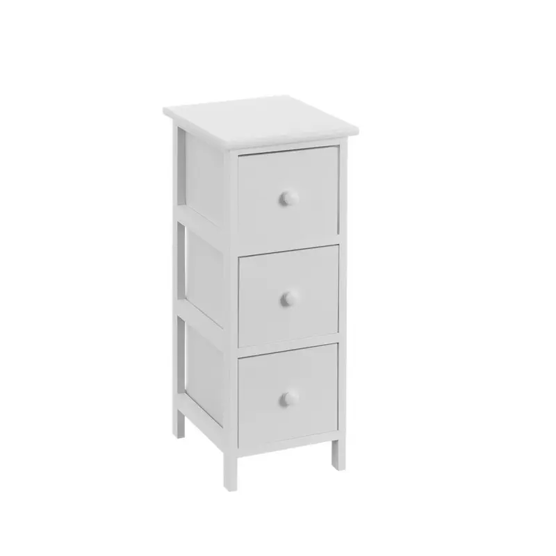 Cajonera de madera de paulonia color blanco con 3 cajones de 26x32x64 cm