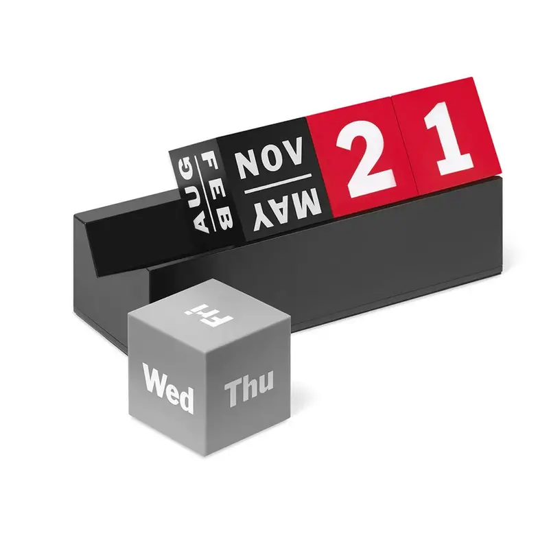 Calendario Perpetuo Cubes - Rojo / Gris / Negro