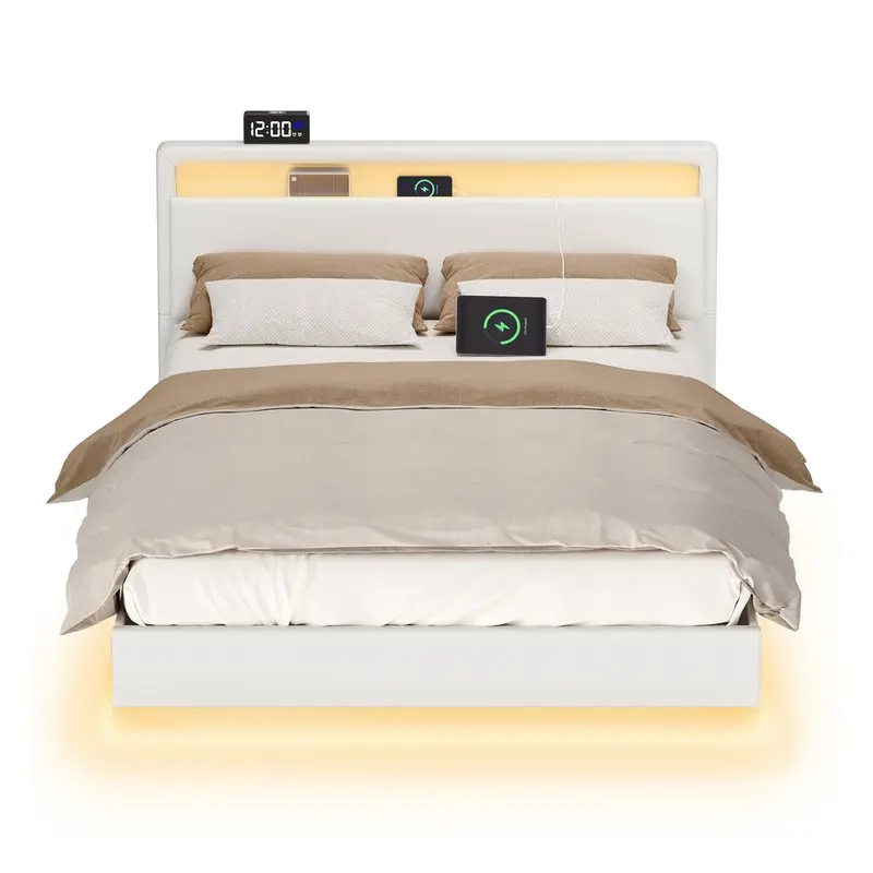 Cama Doble 140 x 190 cm Estilo Moderno