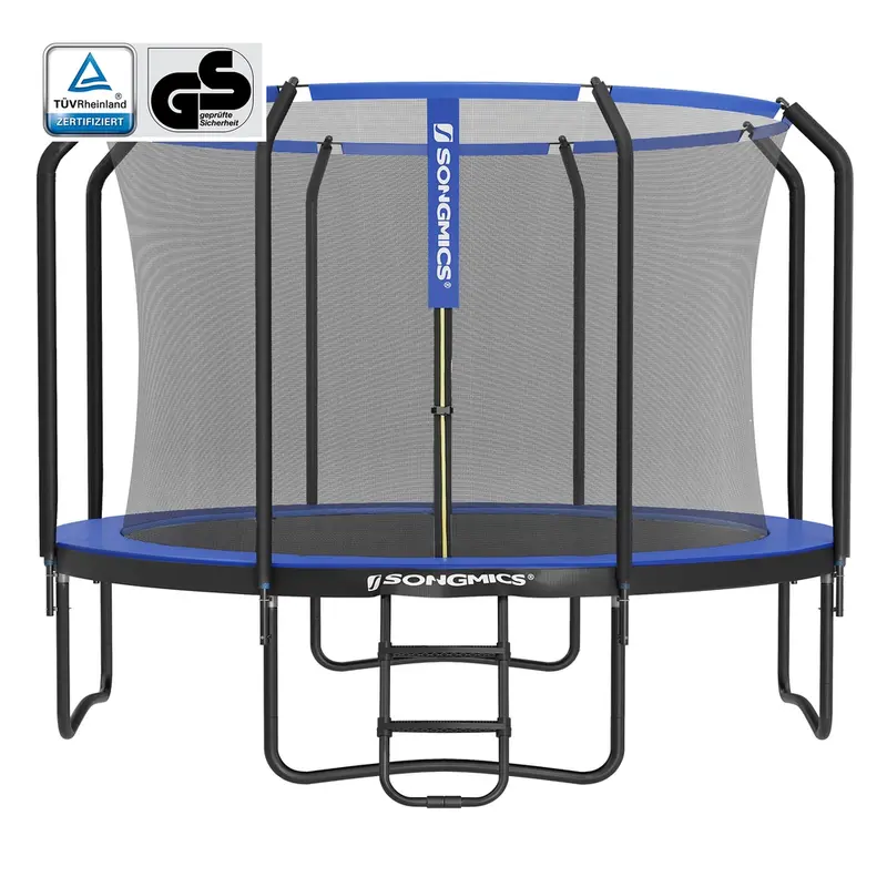 Cama Elástica Redonda de Jardín con Red de Seguridad Interior Escalera Postes Acolchados