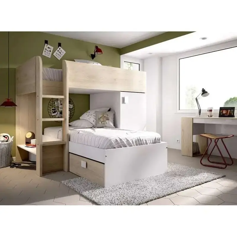 Cama tren reversible con armario y dos cajones mod. TSUMUGI