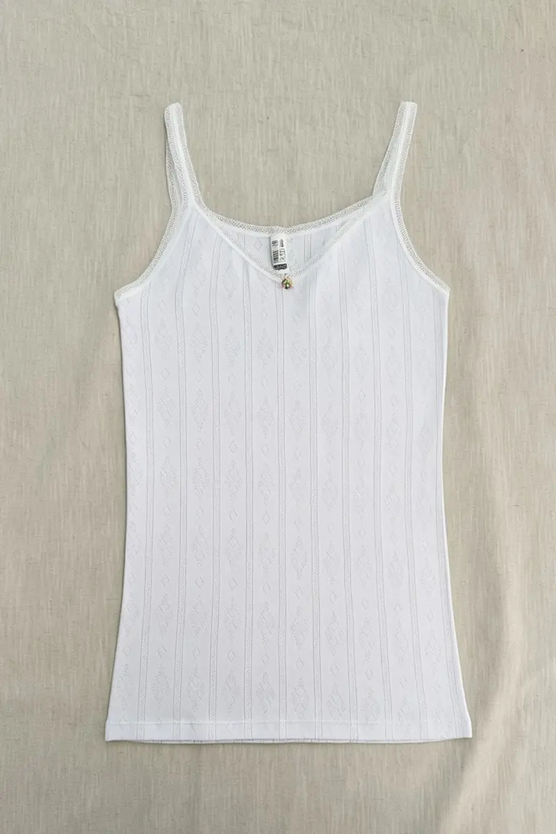 Camiseta tirantes de algodón jacquard