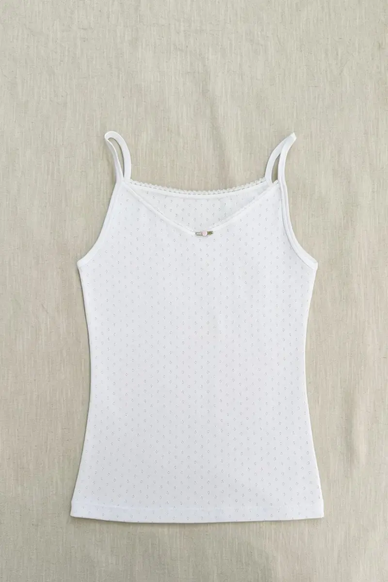 Camiseta tirantes de algodón pointelle