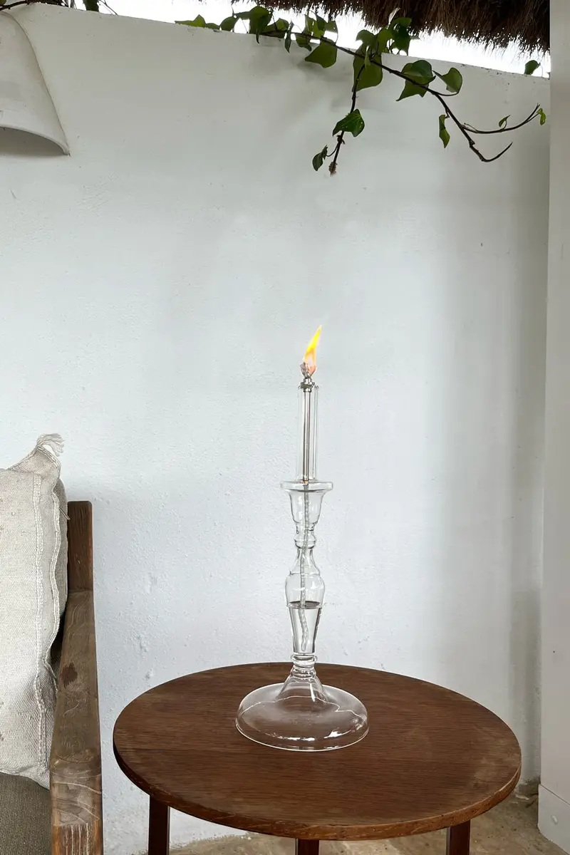 Candelabro De Aceite Transparente Grande