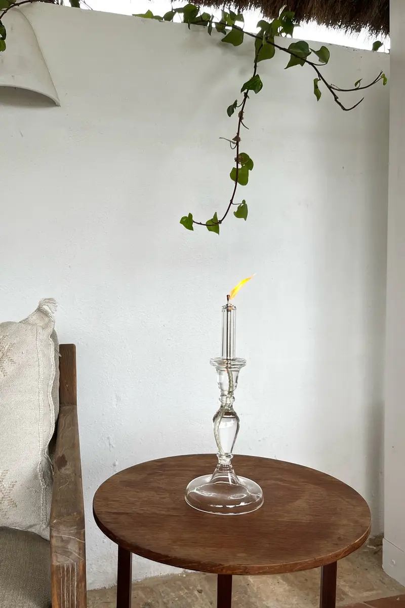 Candelabro De Aceite Transparente Pequeño