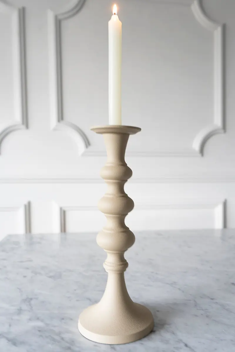 Candelabro De Aluminio En Color Crema