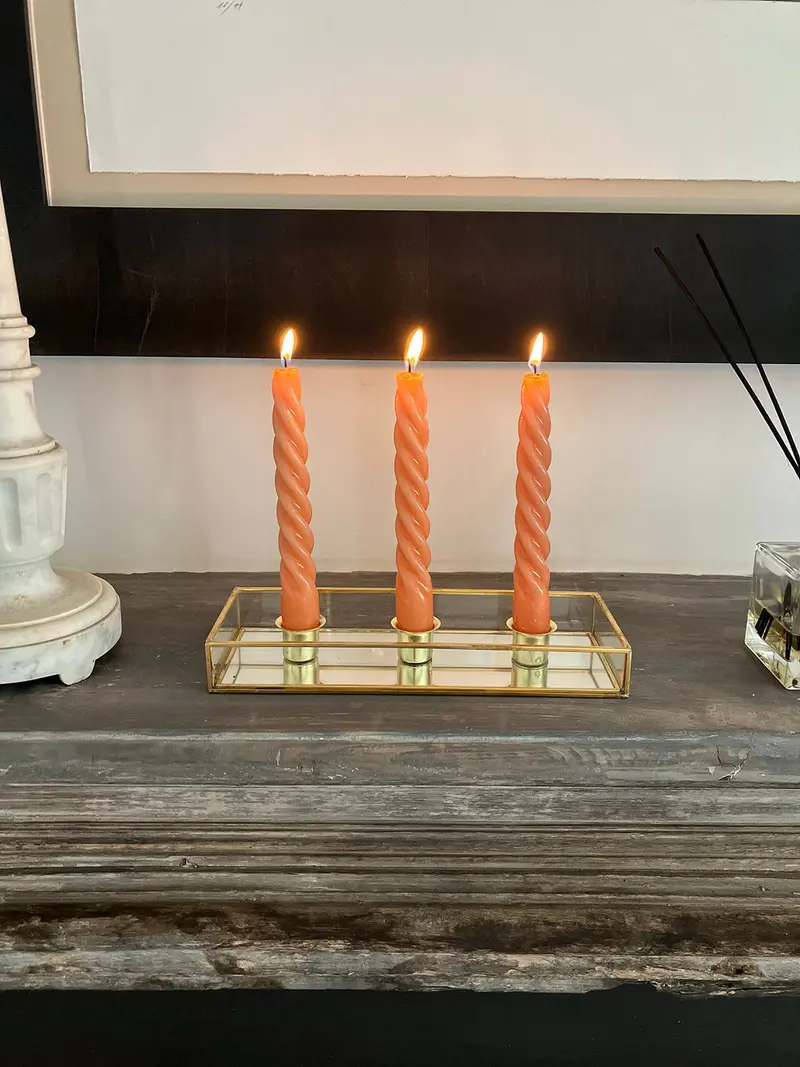Candelabro De Cristal Con Detalles Dorados 3 Velas
