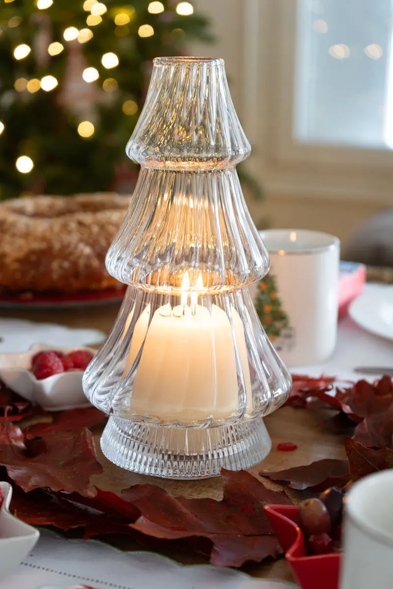 Candelabro De Cristal Con Diseño De Árbol Transparente