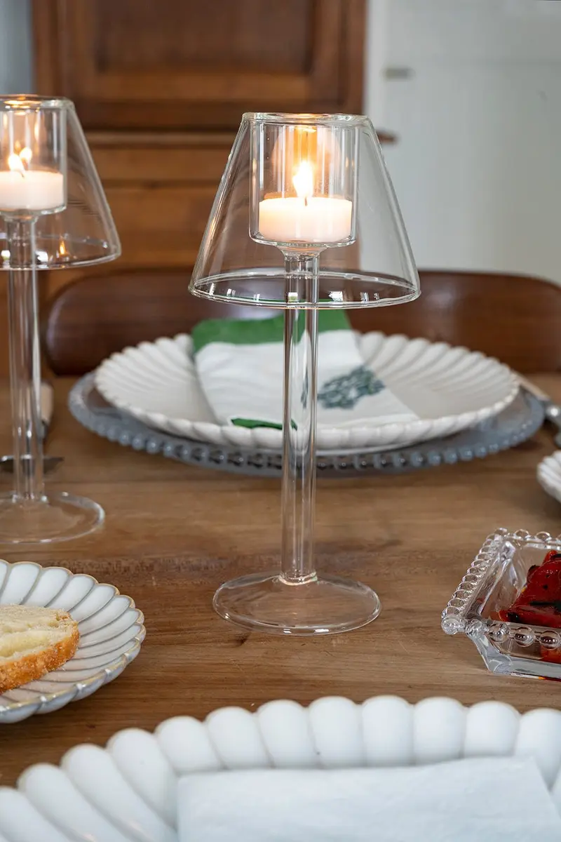 Candelabro De Cristal Con Diseño De Lámpara Transparente