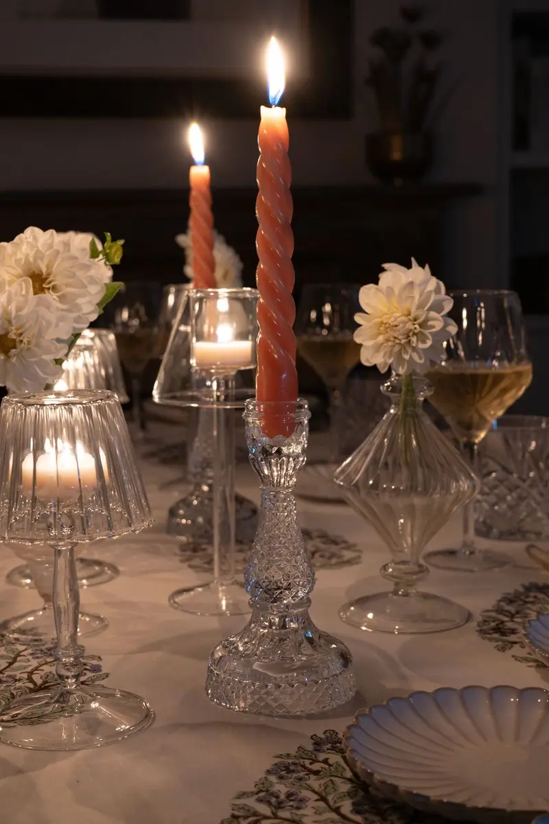 Candelabro De Cristal Con Diseño De Picos Transparente