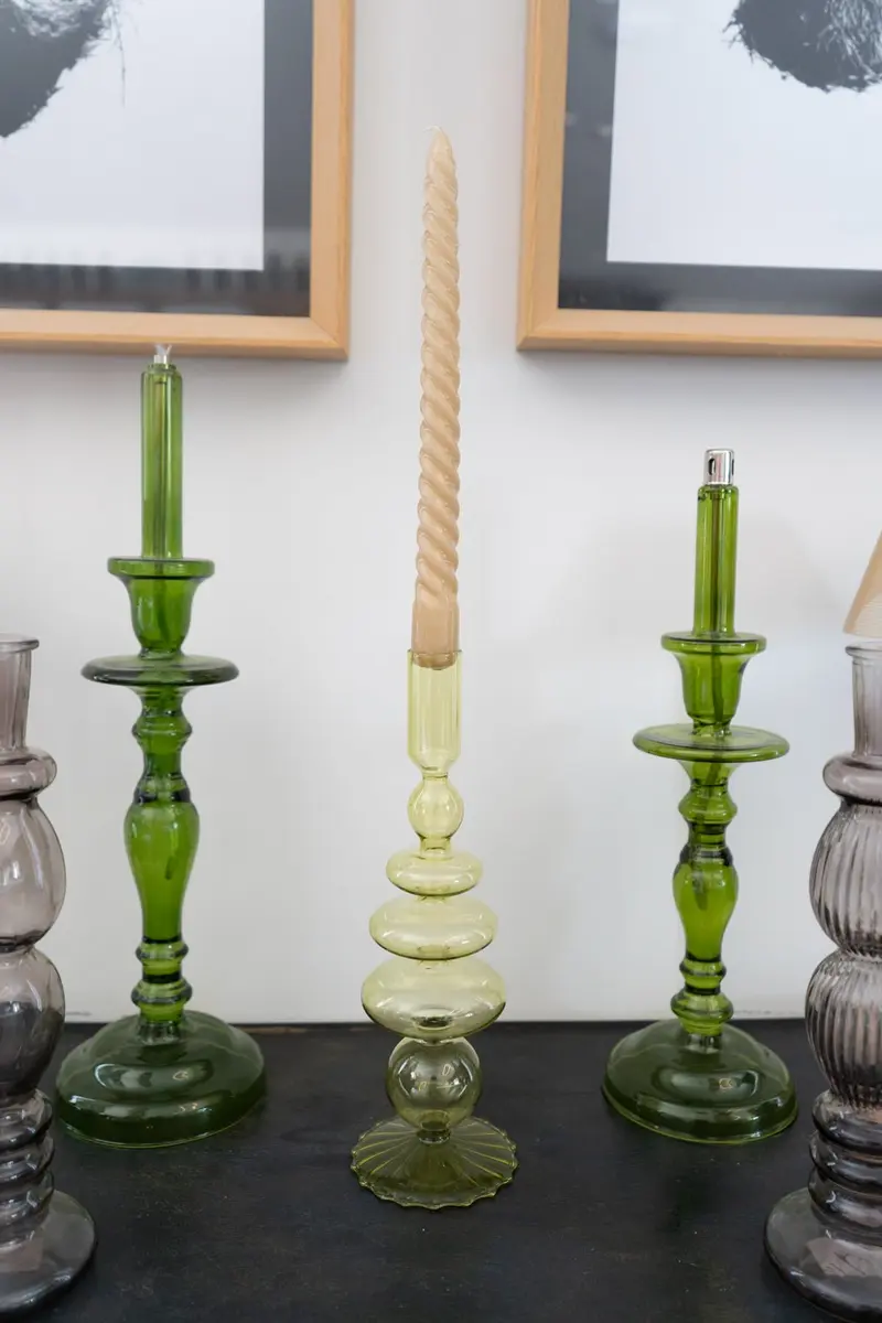 Candelabro De Cristal Con Diseño Nora Verde