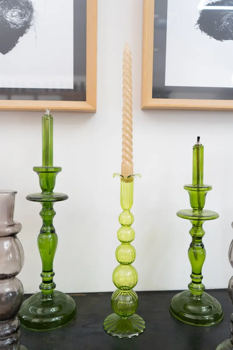Candelabro De Cristal Con Diseño Romy Verde