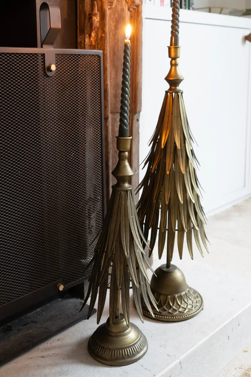 Candelabro De Metal Dorado Con Diseño De Árbol 40 Cm