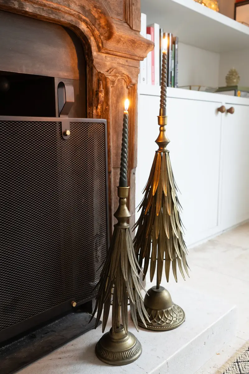 Candelabro De Metal Dorado Con Diseño De Árbol 56 Cm