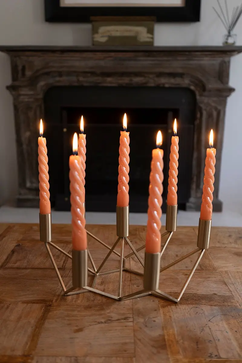 Candelabro Dorado De Siete Velas
