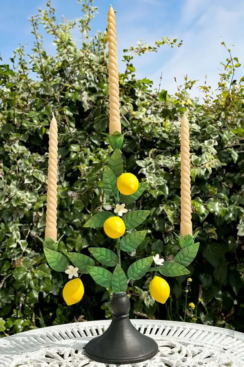 Candelabro Tres Velas De Metal Con Limones