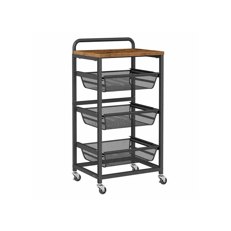 Carrito de almacenamiento con cestas extraíbles y ruedas