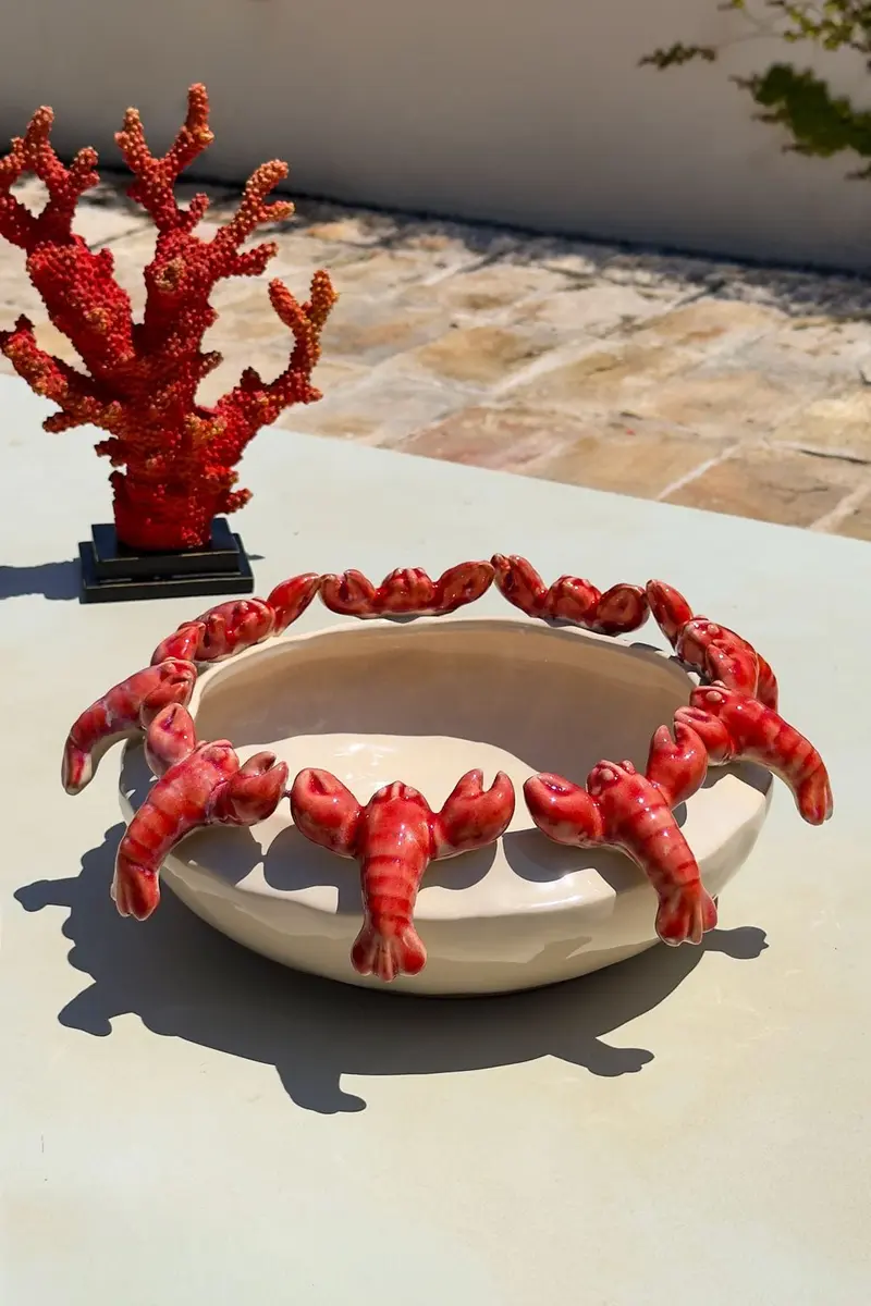 Centro De Mesa De Cerámica Diseño Langosta