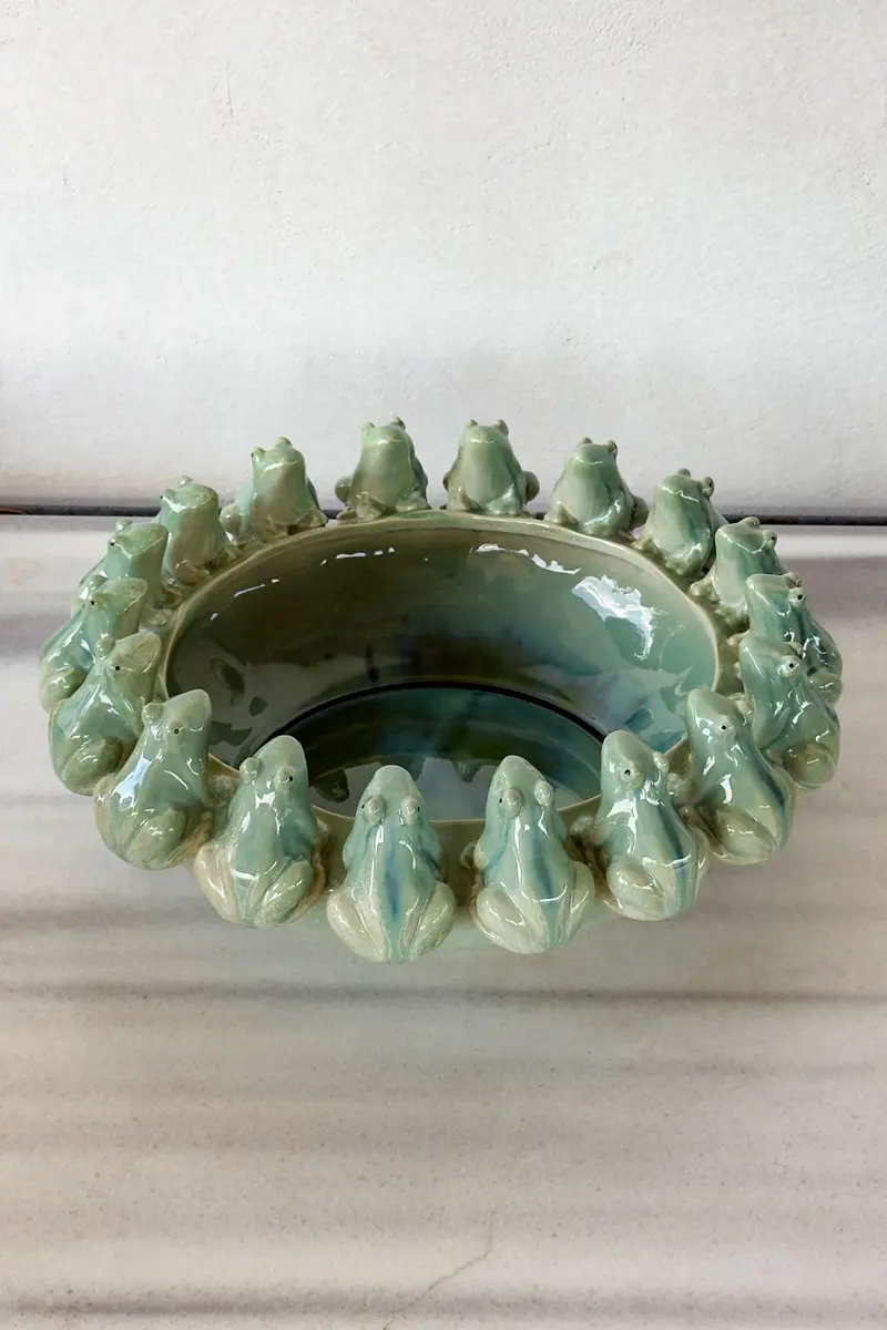 Centro De Mesa De Cerámica Diseño Ranas