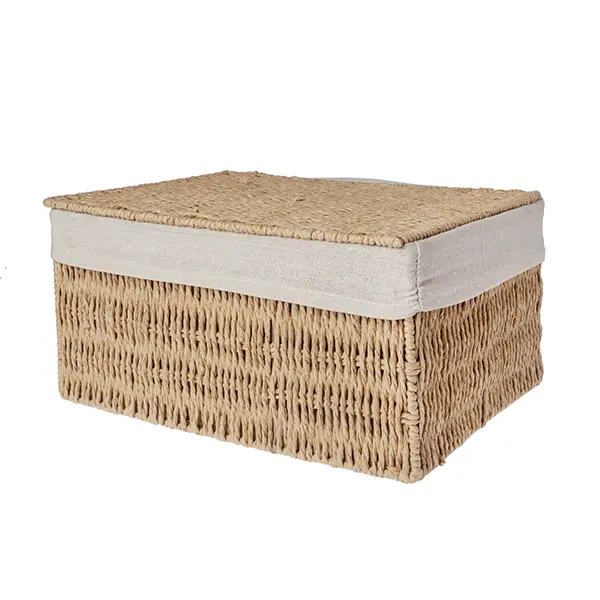 Cesta con tapa y tejido interior