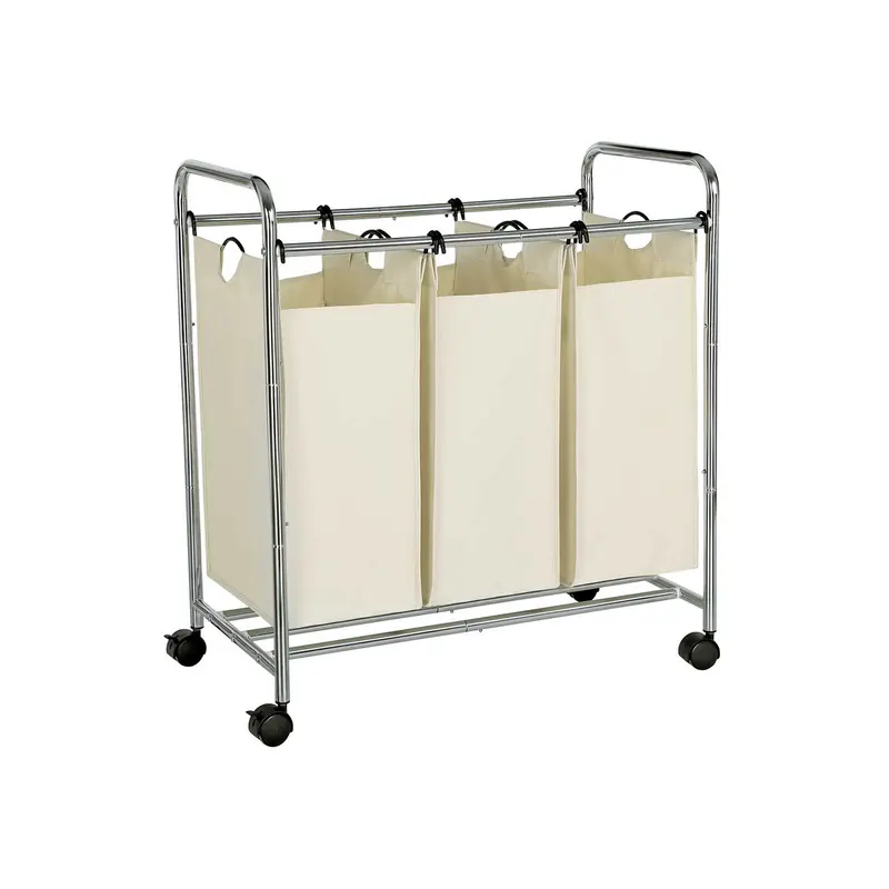 Cesta para Ropa con Compartimentos con Ruedas con Asas Bolsas Extraíbles