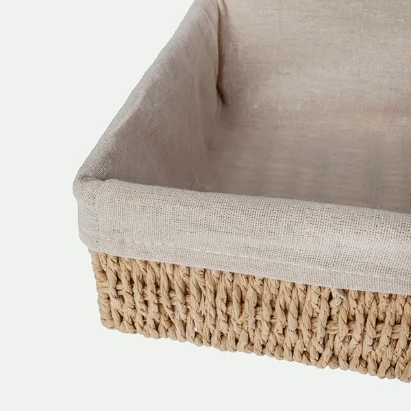 Cesta rectangular con tejido interior