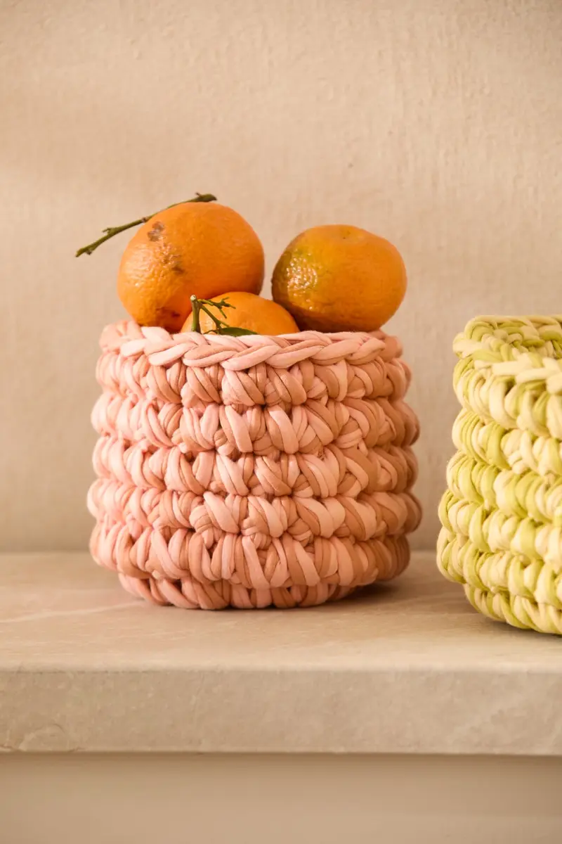 Cesto de mesa trenzado rosa Jana