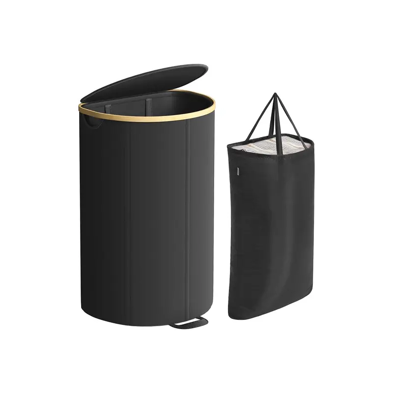 Cesto de ropa sucia de tela con tapa y bolsa extraíble diseño semicircular