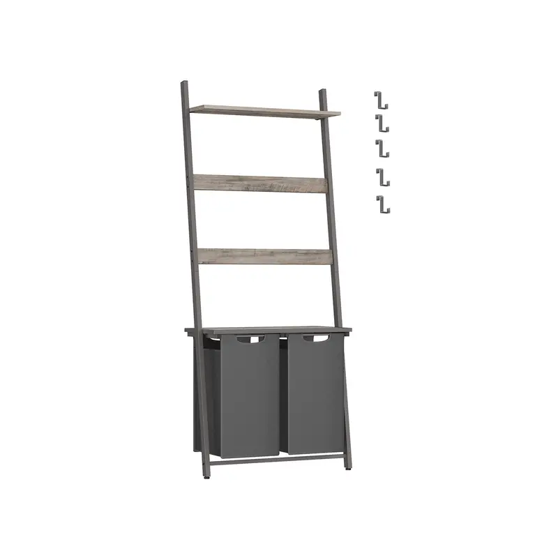 Cesto Doble para Ropa Sucia Greige Brezo y Gris Pizarra