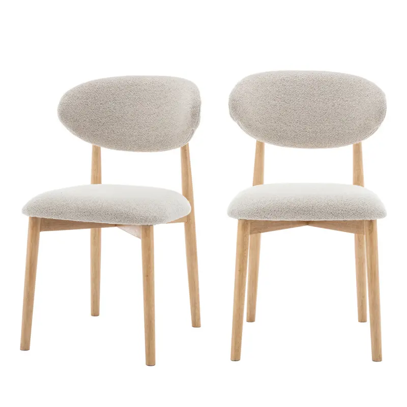 CLARA - Lote de 2 sillas de tela bouclette y madera